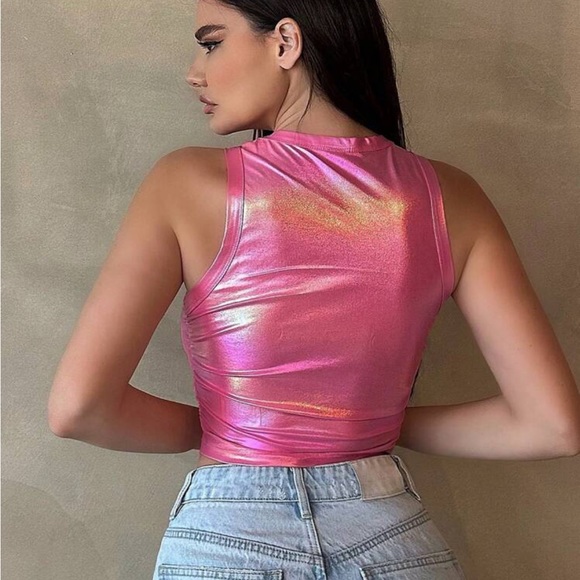 Essnce Women's Shiny Casual Tank Top - Picture 4 of 4